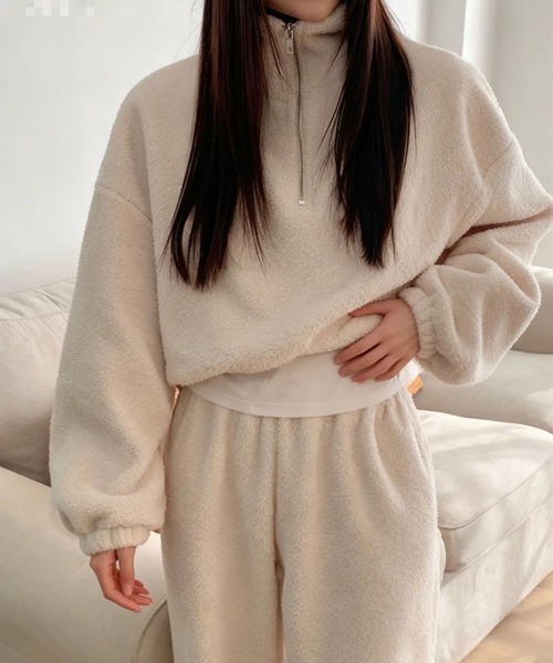 Aelina セットアップ ボアスタンドカラージップストップス＆スラックス