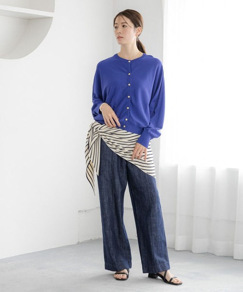 「Elura」 ニットカーディガン LARGE ネイビー レディース_画像8