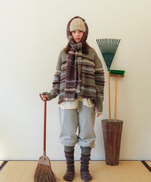 PAMM（パム） マフラー ストール フレットボーダーニットマフラー