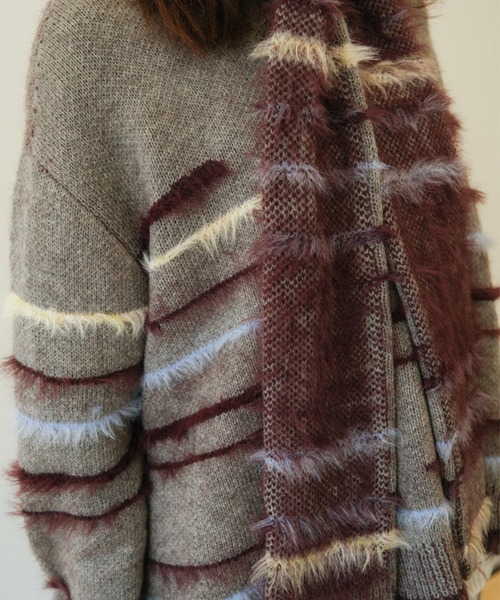 PAMM（パム） マフラー ストール フレットボーダーニットマフラー