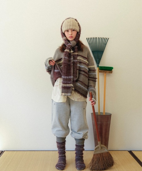 PAMM（パム） マフラー ストール フレットボーダーニットマフラー