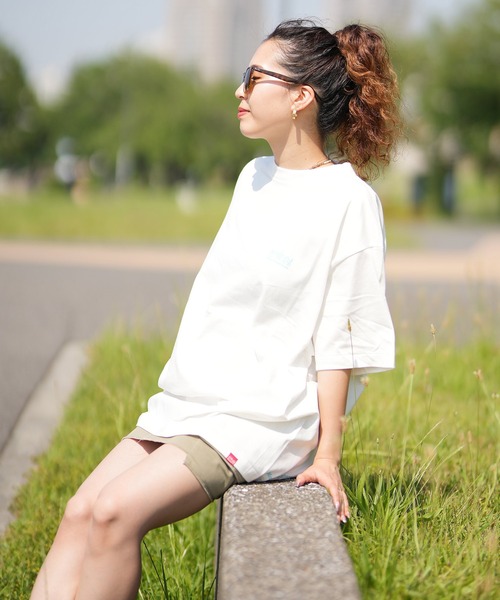 「Manhattan Portage」 半袖Tシャツ L ブラック×ホワイト レディース_画像6