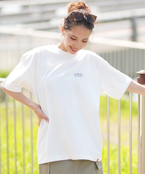「Manhattan Portage」 半袖Tシャツ L ブラック×ホワイト レディース_画像9