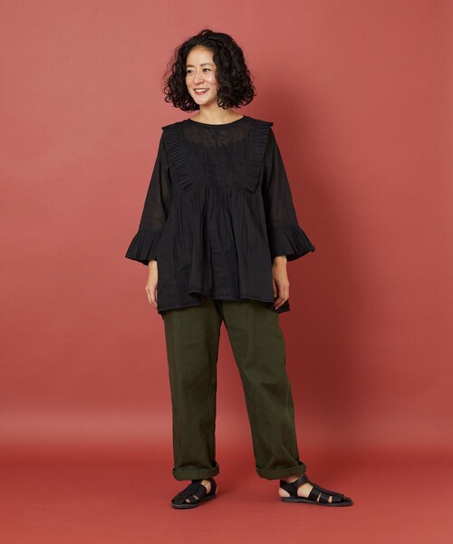 「Freada」 長袖ブラウス ONE SIZE ブラック レディース_画像9