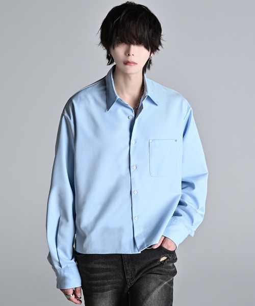 ADRER クロップド・レギュラーカラー・シルエット・シャツ Blue M ADRER（アドラー） シャツ Cropped Regular Collar Silhouette Shirt
