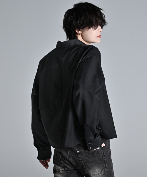 ADRER /クロップド・レギュラーカラー・シルエット・シャツ　ブラックSサイズ ADRER（アドラー） シャツ Cropped Regular Collar Silhouette Shirt
