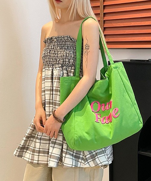 c.u.l トートバッグ 通学 A4収納可 大容量 ワンポイント 刺繍 トート