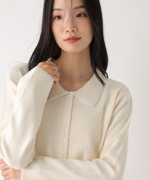 「Heather」 ニットカーディガン FREE アイボリー レディース_画像3