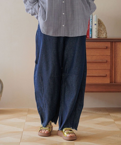 niko and... デニムスウェットパンツ niko and…（ニコアンド） デニムパンツ LARGE ベージュ レディース