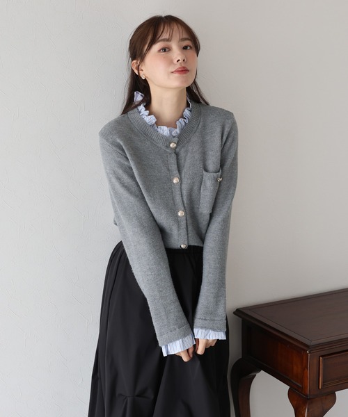 「BLUEEAST」 ニットカーディガン MEDIUM チャコールグレー レディース_画像2
