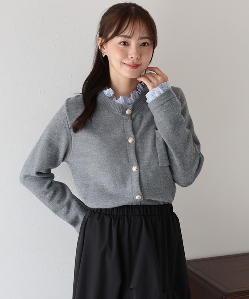 「BLUEEAST」 ニットカーディガン MEDIUM チャコールグレー レディース_画像3