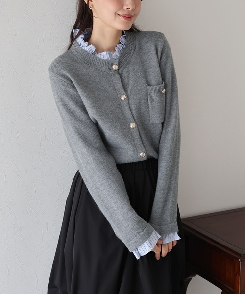 「BLUEEAST」 ニットカーディガン MEDIUM チャコールグレー レディース_画像4
