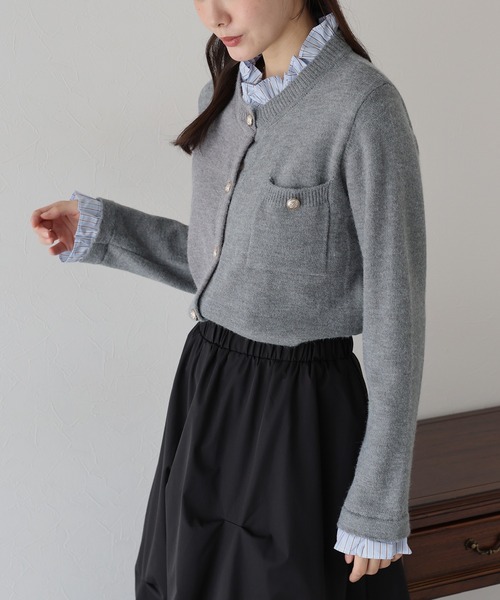 「BLUEEAST」 ニットカーディガン MEDIUM チャコールグレー レディース_画像5