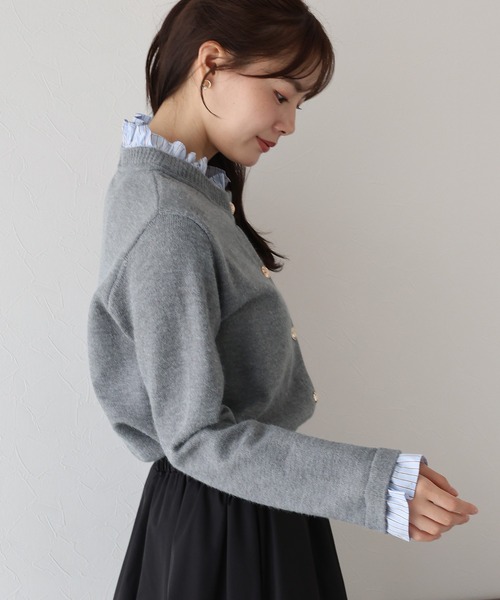 「BLUEEAST」 ニットカーディガン MEDIUM チャコールグレー レディース_画像6