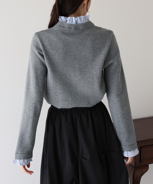 「BLUEEAST」 ニットカーディガン MEDIUM チャコールグレー レディース_画像7