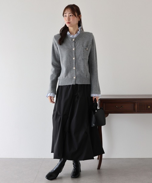 「BLUEEAST」 ニットカーディガン MEDIUM チャコールグレー レディース_画像9