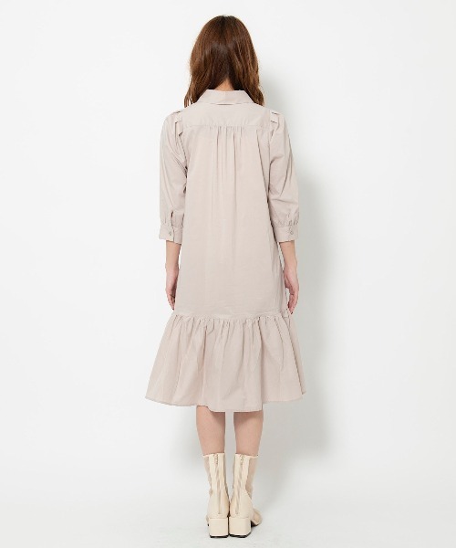 「AND COUTURE」 7分袖ワンピース MEDIUM ベージュ レディース_画像3