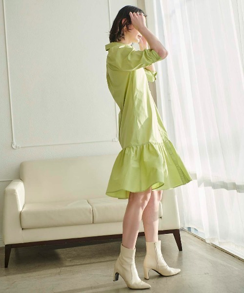 「AND COUTURE」 7分袖ワンピース MEDIUM ベージュ レディース_画像9