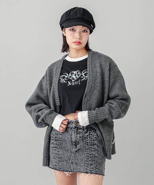 X-girl（エックスガール） ニットカーディガン ONE SIZE グレー