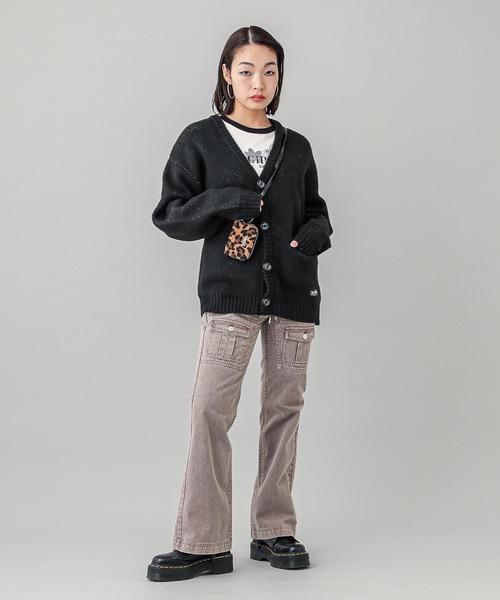 X-girl ガーディガン ニット セーター X-girl（エックスガール） ニットカーディガン ONE SIZE グレー