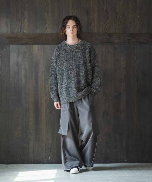 「Casper John」 長袖ニット MEDIUM オリーブ メンズ_画像2