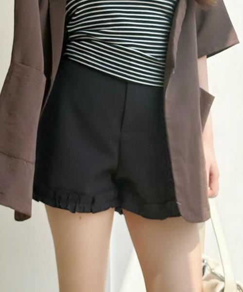Ada. パンツ 裾フリル ショート パンツ レディース : ZOZOTOWN Yahoo