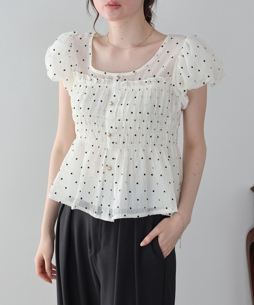 2018ss ドットシャーリングブラウス Si-Si-Si｜ドット シャーリング ブラウス “SHIRRING BLOUSE” 2024