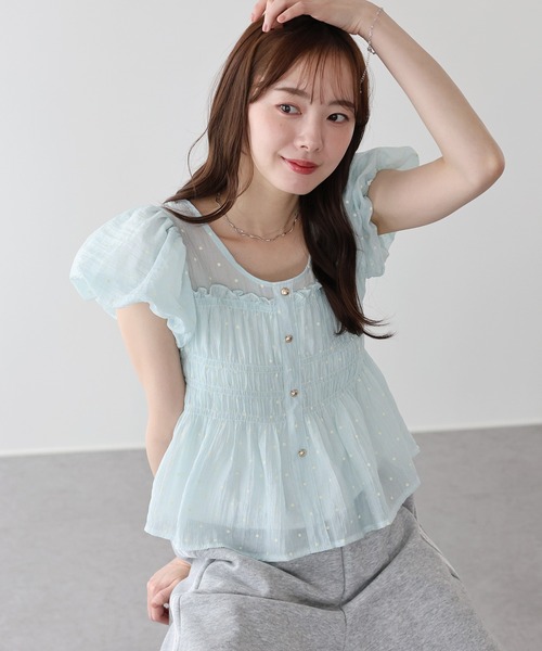 2018ss ドットシャーリングブラウス Si-Si-Si｜ドット シャーリング ブラウス “SHIRRING BLOUSE” 2024