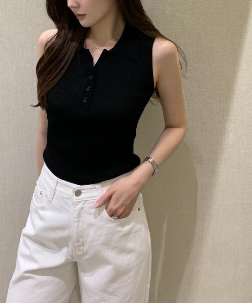 ノースリーブ ニット カットソー 襟付き tシャツ ノースリーブニット襟付き レディース : ZOZOTOWN Yahoo!店