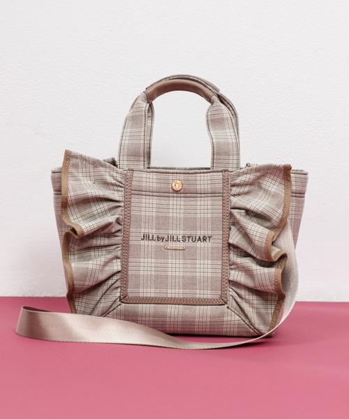 【未使用】ジルバイジルスチュアート チェックフレームフリルトートバッグ 2way JILL by JILL STUART（ジルバイジルスチュアート） トートバッグ