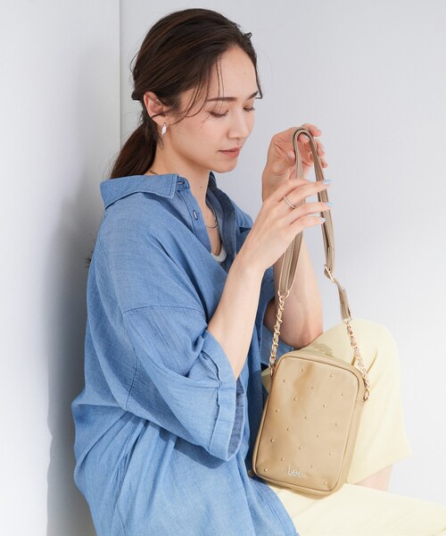 専用出品です　rosy khakiバングルショルダーバッグLサイズ Lee（リー） ショルダーバッグ バッグ ミニ 「Lee別注／撥水」スタッズ