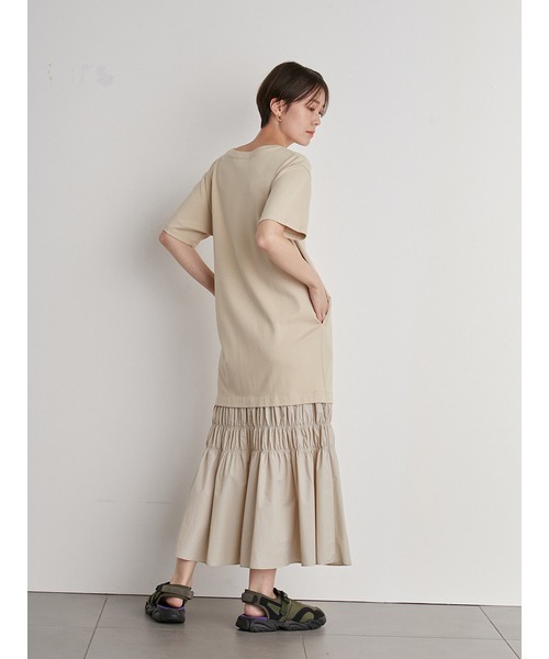 「emmi」 ドッキングワンピース 0 ベージュ レディース_画像7