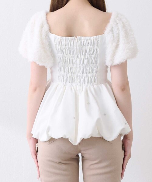 Belle Charme ブラウス シャツ 半袖 「Belle Charme」Jewel Ballon