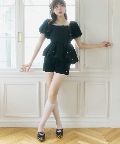 Belle Charme ブラウス シャツ 半袖 「Belle Charme」Jewel Ballon
