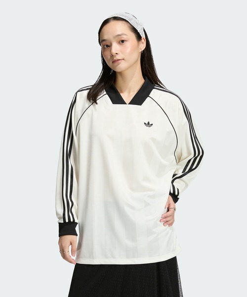アディダスオリジナルス　3ストライプス　長袖　Tシャツ　XL　ホワイト adidas（アディダス） adidas tシャツ スリーストライプス ジャカード