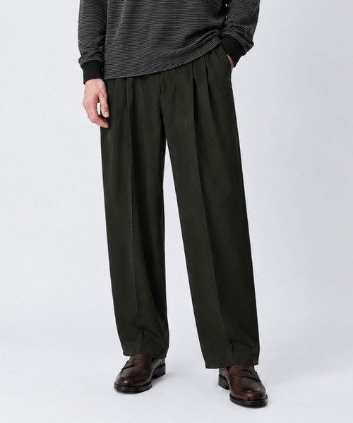 MARKAWARE オーガニックウール スラックス markaware（マーカウェア） スラックス 別注TRIPLE PLEATED WIDE
