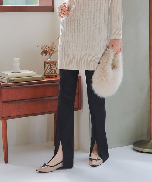 KOBE LETTUCE（神戸レタス） パンツ 錯覚美脚スリットレギンスパンツ