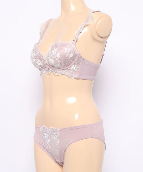 Salute レース装飾 ブラジャーC80ショーツ2点セット Salute レース装飾