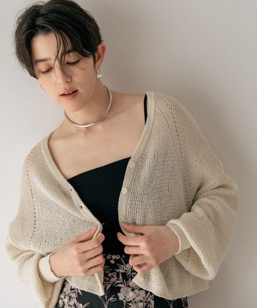 アパートバイローリーズ Vネックカーディガン A part by（アパートバイ） カーディガン メッシュVネックカーディガン