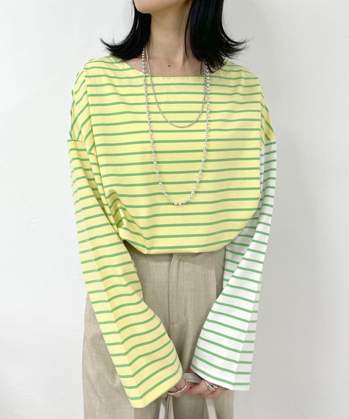 SHENERY tシャツ Tシャツ クレイジーパターンボーダーカットソー