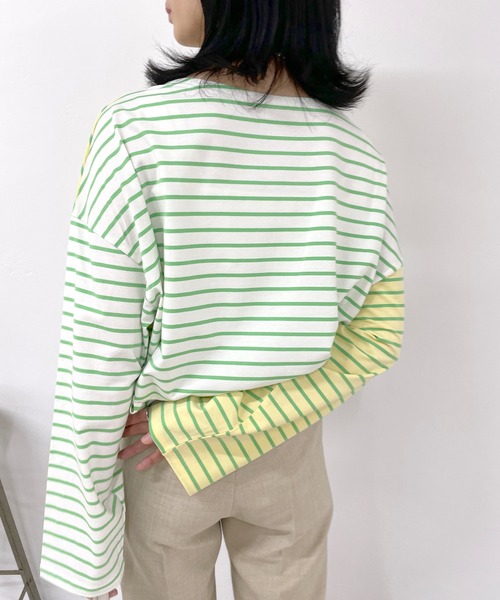 SHENERY シーナリー　ボーダーカットソー　ミントカラー SHENERY（シーナリー） tシャツ クレイジーパターンボーダーカットソー