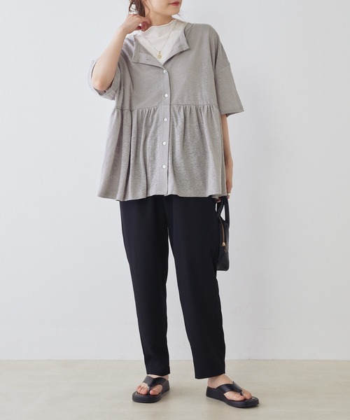 専用♡美品 Du noir ピュアルセシン リネン混ワイドギャザーブラウス^^☆ pual ce cin tシャツ Tシャツ 「Du noir」リネン2WAY切替ギャザープル