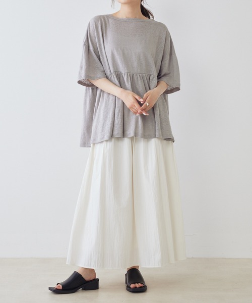 専用♡美品 Du noir ピュアルセシン リネン混ワイドギャザーブラウス^^☆ pual ce cin tシャツ Tシャツ 「Du noir」リネン2WAY切替ギャザープル
