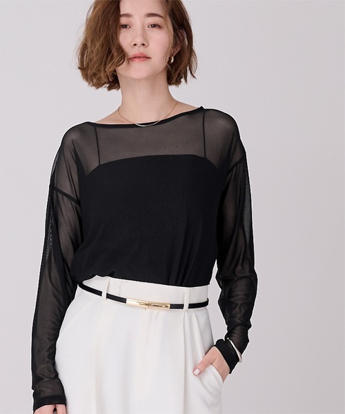 ur's（ユアーズ） tシャツ シアーボートネックプルオーバー レディース