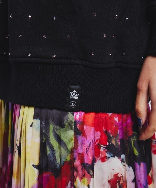 DOUBLE STANDARDラインストーン ロゴトレーナー　ブラック DOUBLE STANDARD CLOTHING トレーナー スウェット ライン
