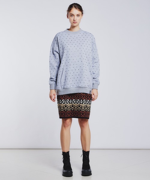 DOUBLE STANDARDラインストーン ロゴトレーナー　ブラック DOUBLE STANDARD CLOTHING トレーナー スウェット ライン