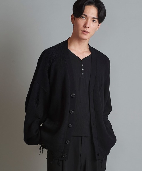 NO ID.（ノーアイディー） カーディガン mcg3400- ダメージニットV-N