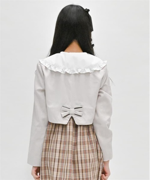 テーラードジャケット アウター パイピングノーカラージャケット キッズ 子供服 女の子 | axes femme PETIT LADY | 04