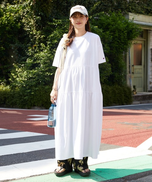 ♥そら☆様♥Champion　ワンピース　マルチカラー FREAK'S STORE｜別注 ティアード 切り替え ワンピース【限定展開