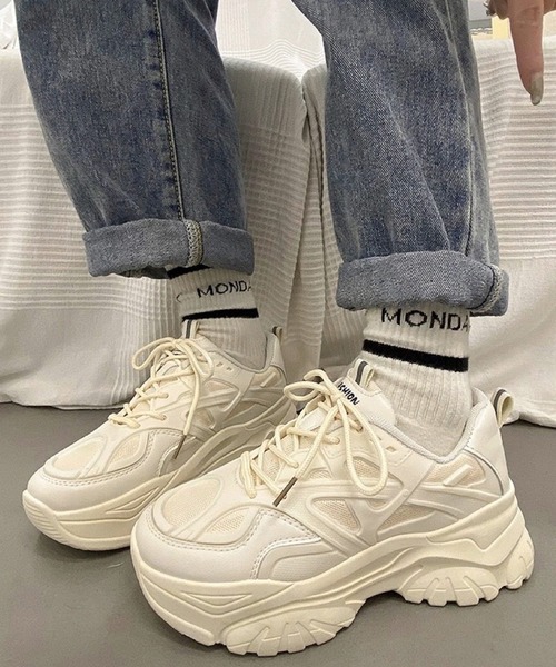 shopnikoniko スニーカー 厚底ダッドスニーカー ボリューム